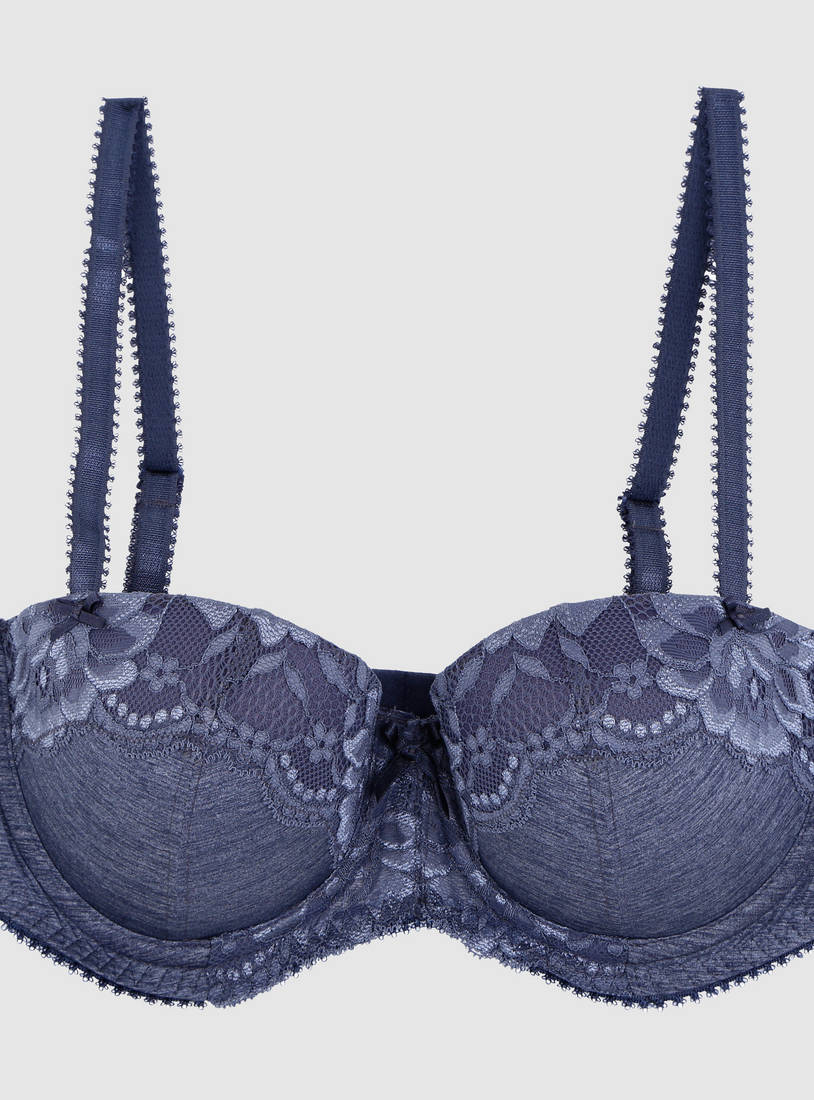 Shop Padded Bra with Adjustable Straps and Hook Closure Online