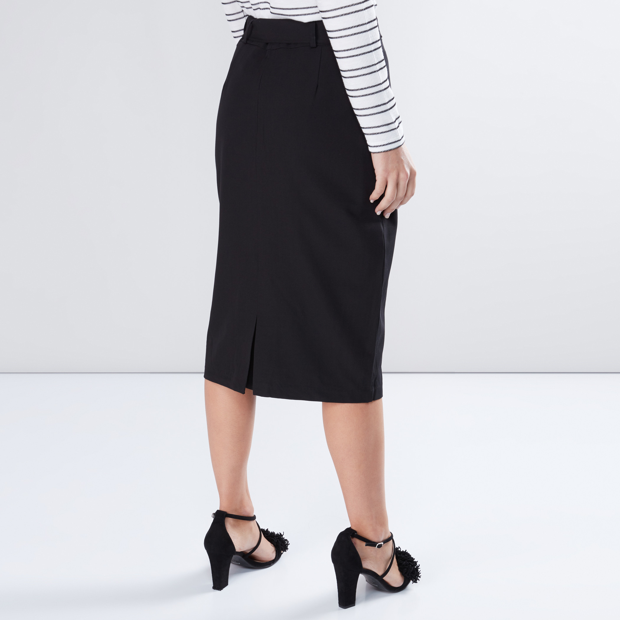 Shop Midi Pencil Skirt with Tie Up Belt Online | Max UAE