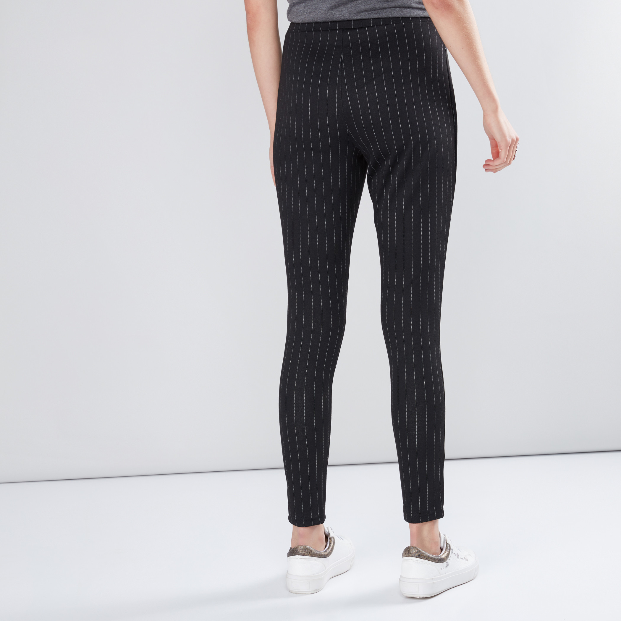 Shop Striped Jeggings with Elasticised 