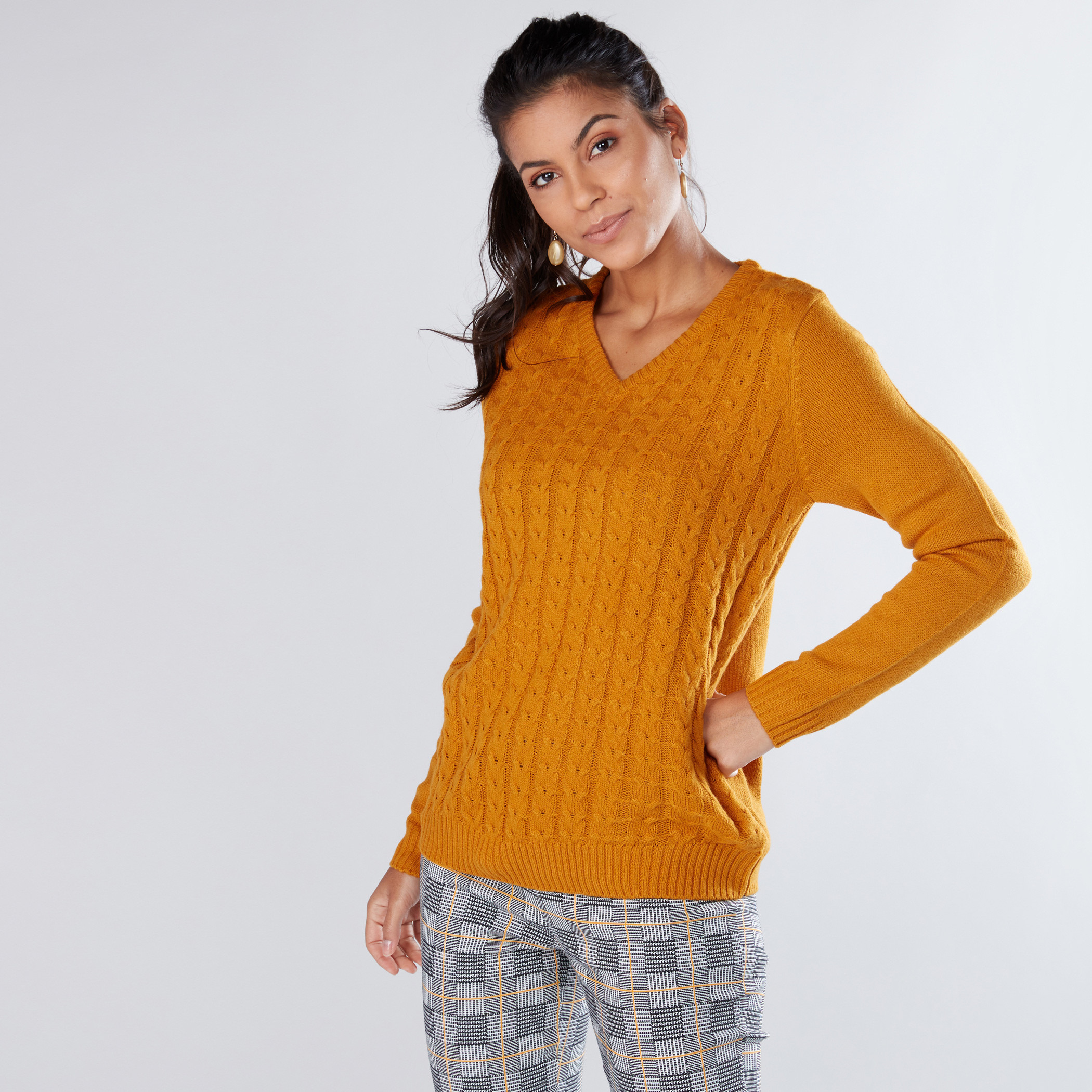 Shop Textured Sweater with V-Neck and 