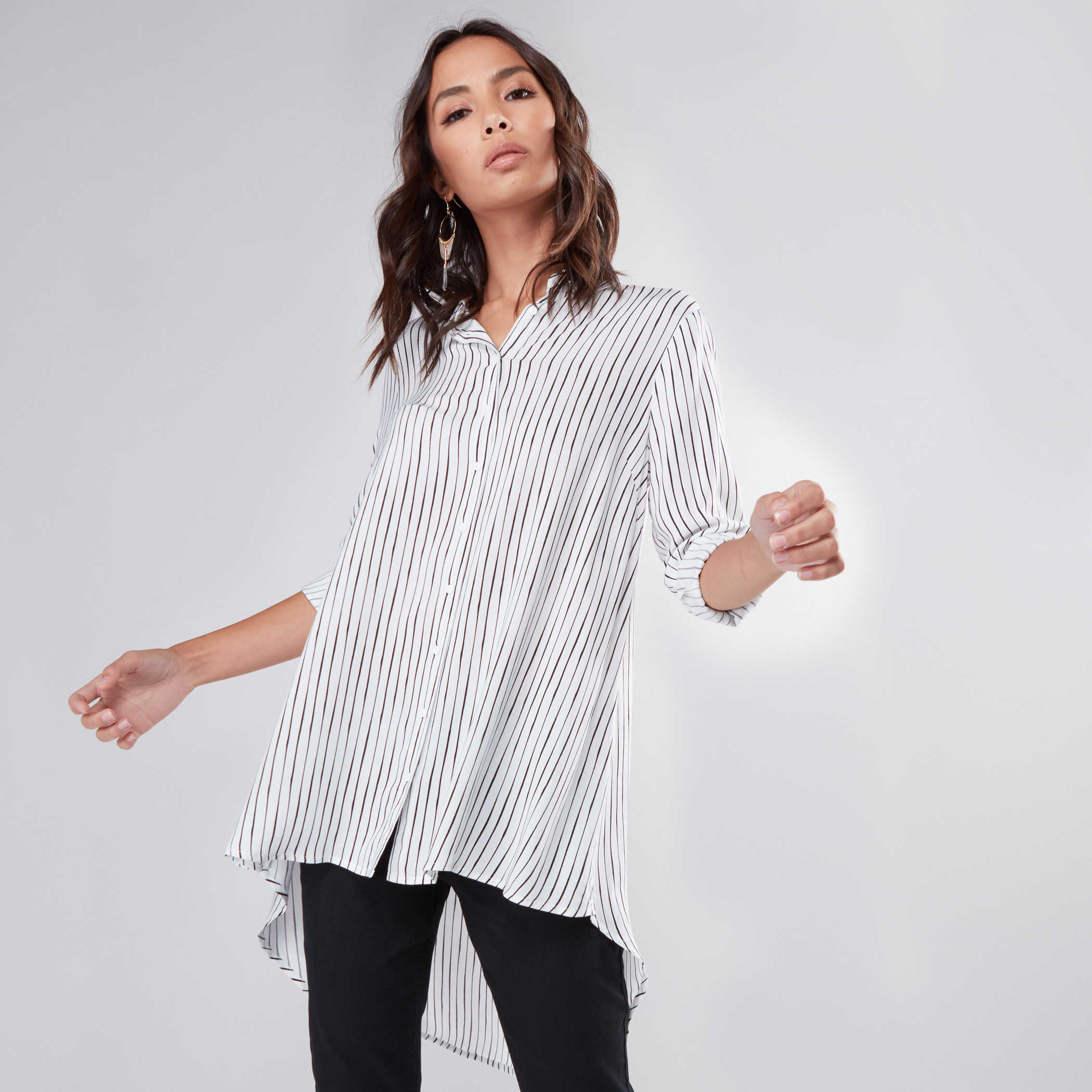 Striped longline clearance shirt