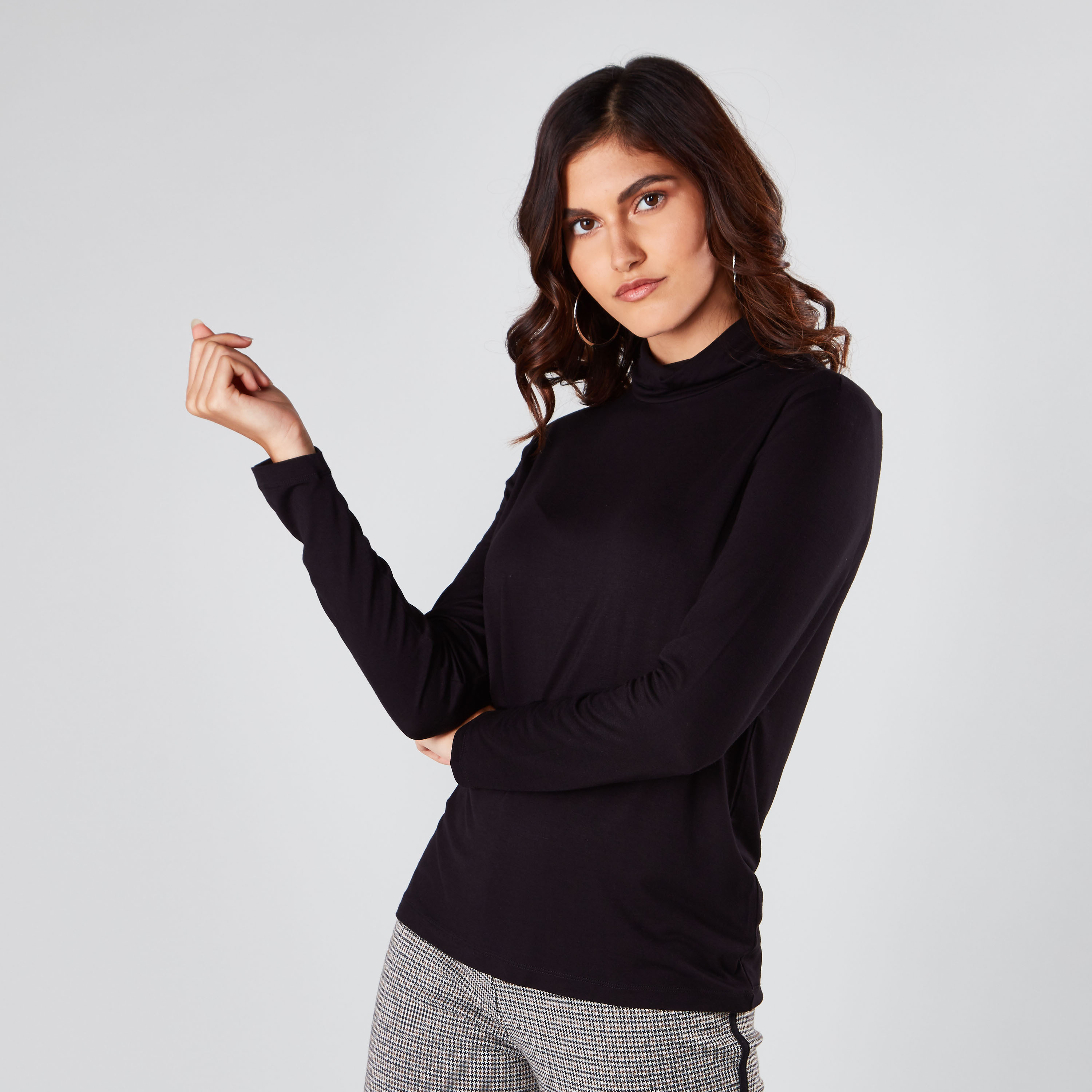 Black long sleeve polo hotsell neck top