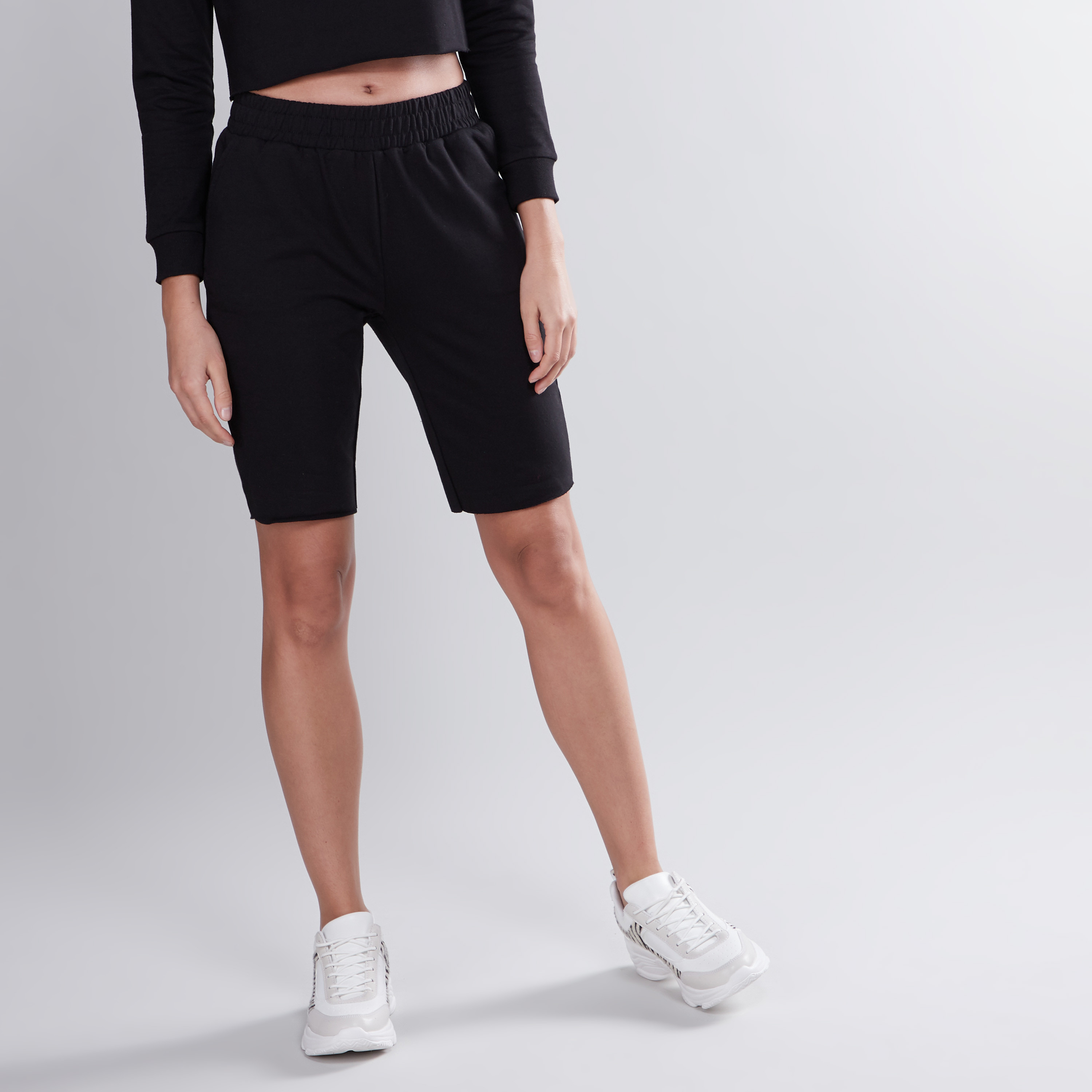 Shop Plain Shorts with Elasticised Waistband Online | Max Kuwait
