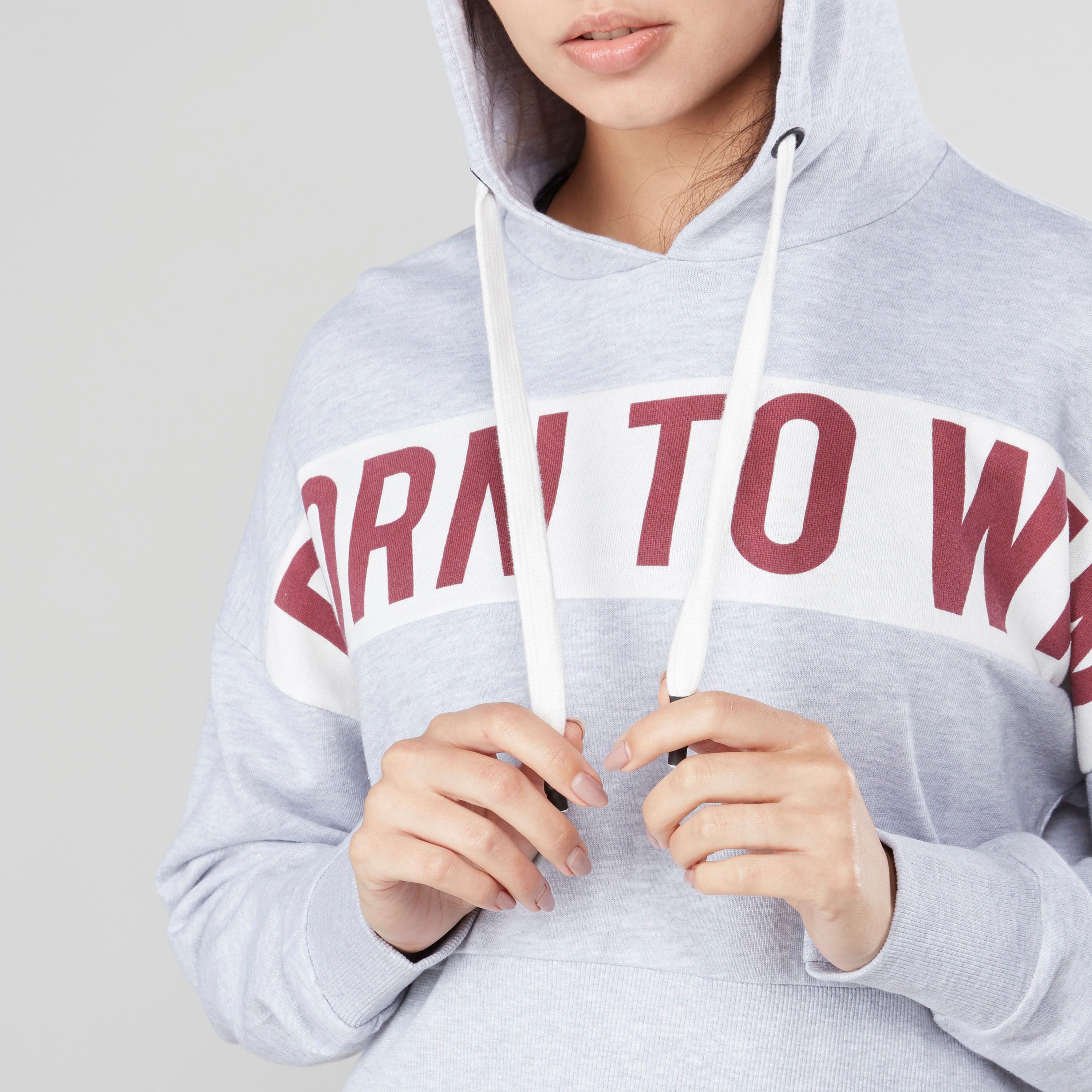 Slogan print cheap crop hoodie