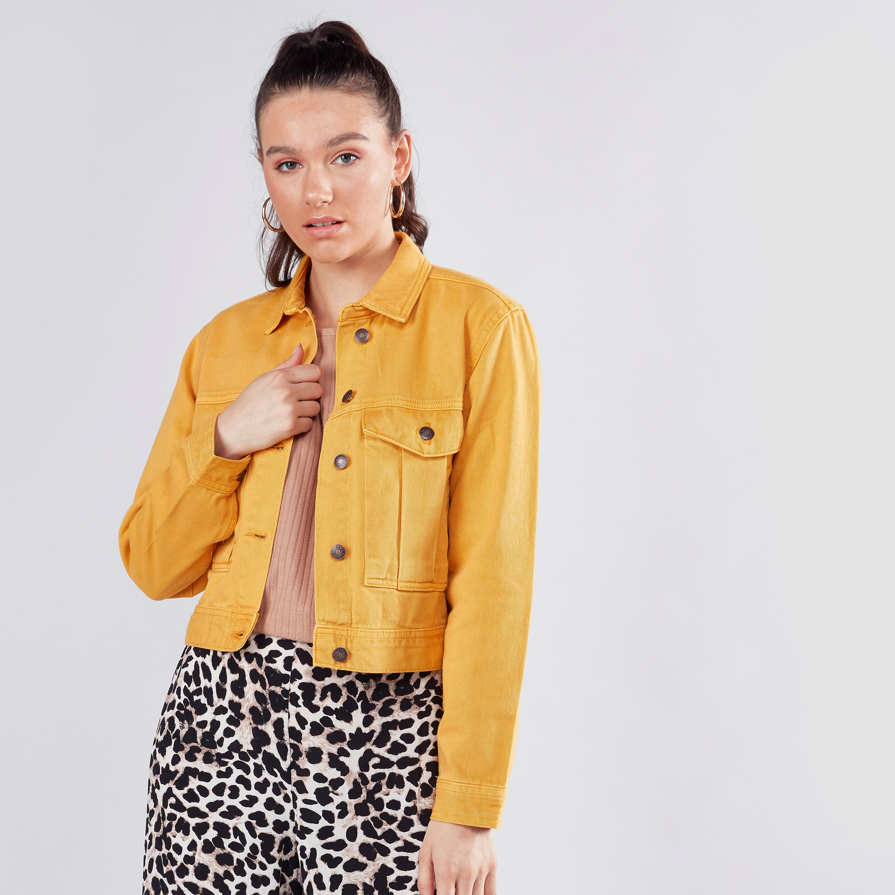 Yellow cropped hot sale jean jacket