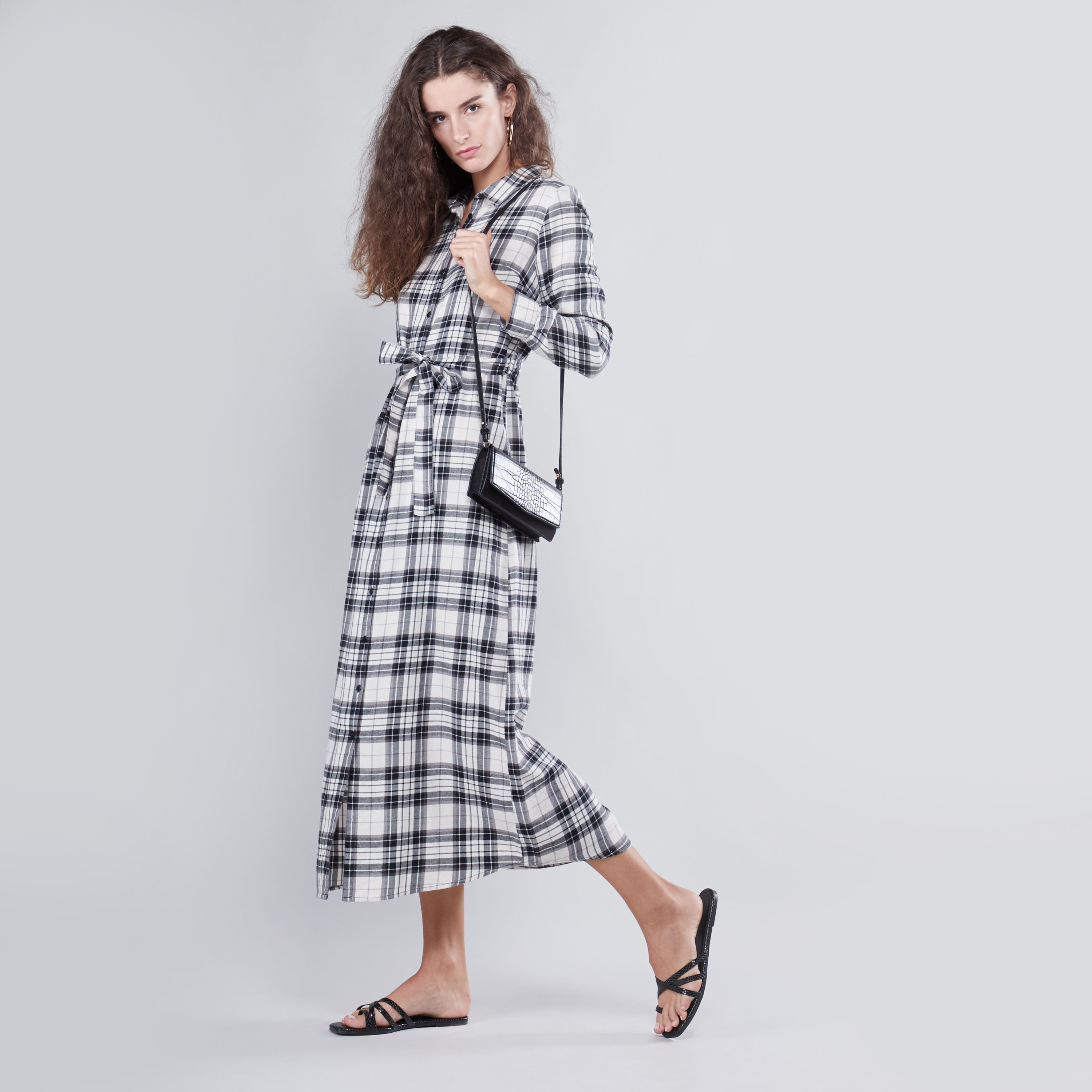 Checked maxi outlet dress