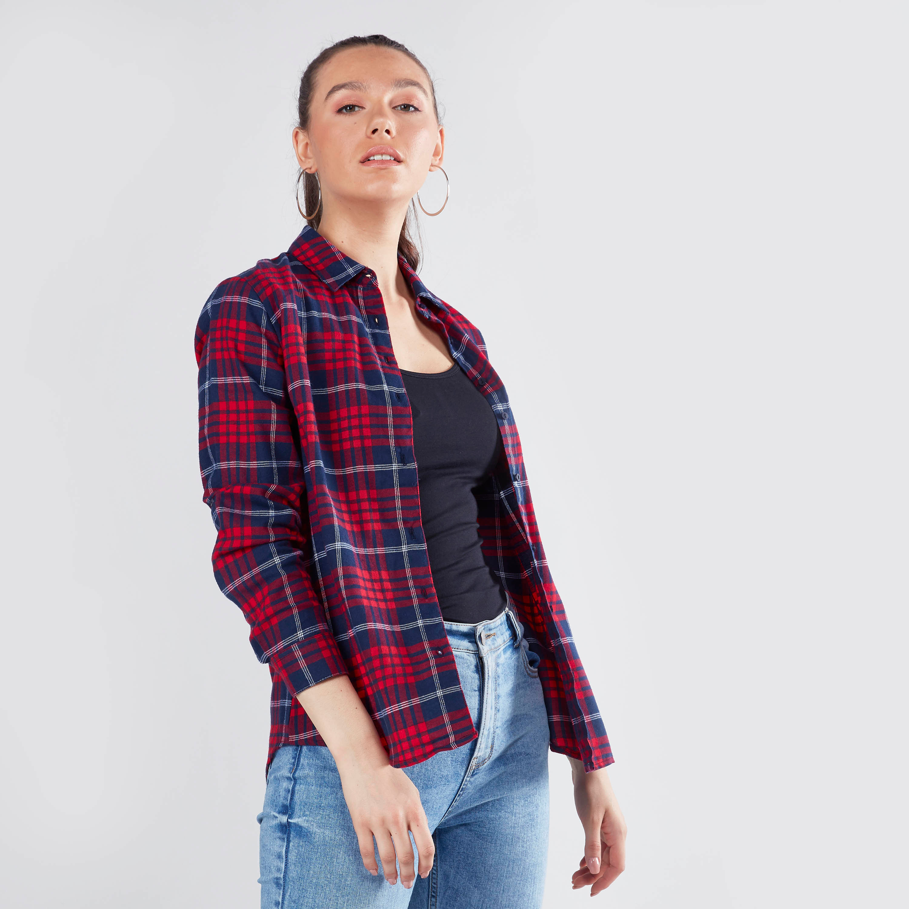 checked shirt with patch pocket