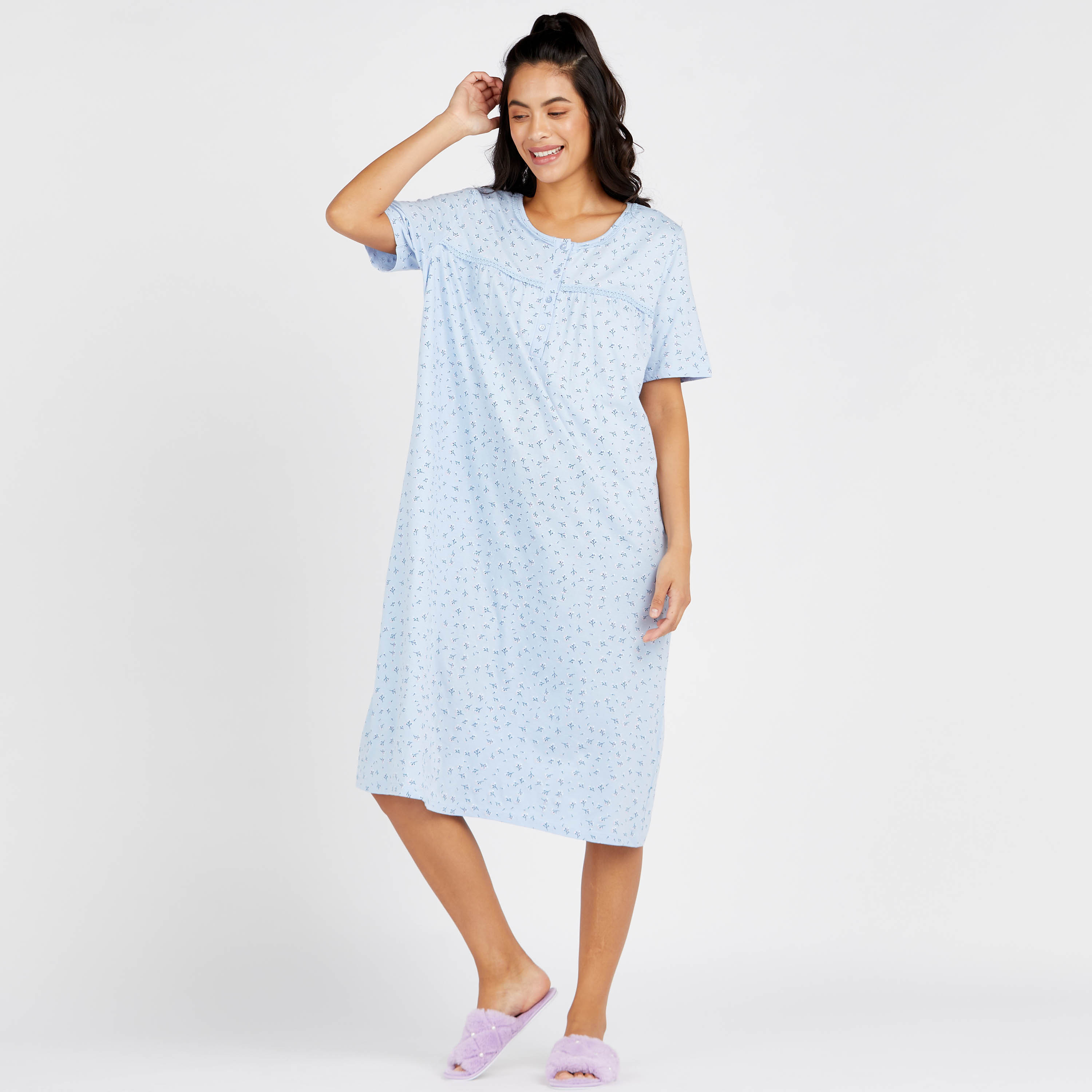 Summer Womens Night Dressing Short Sleeve Sleepshirts cotton Nightgowns  Nightdress Large Size Pajamas Sleepwear XL-7XL Pyjamas
