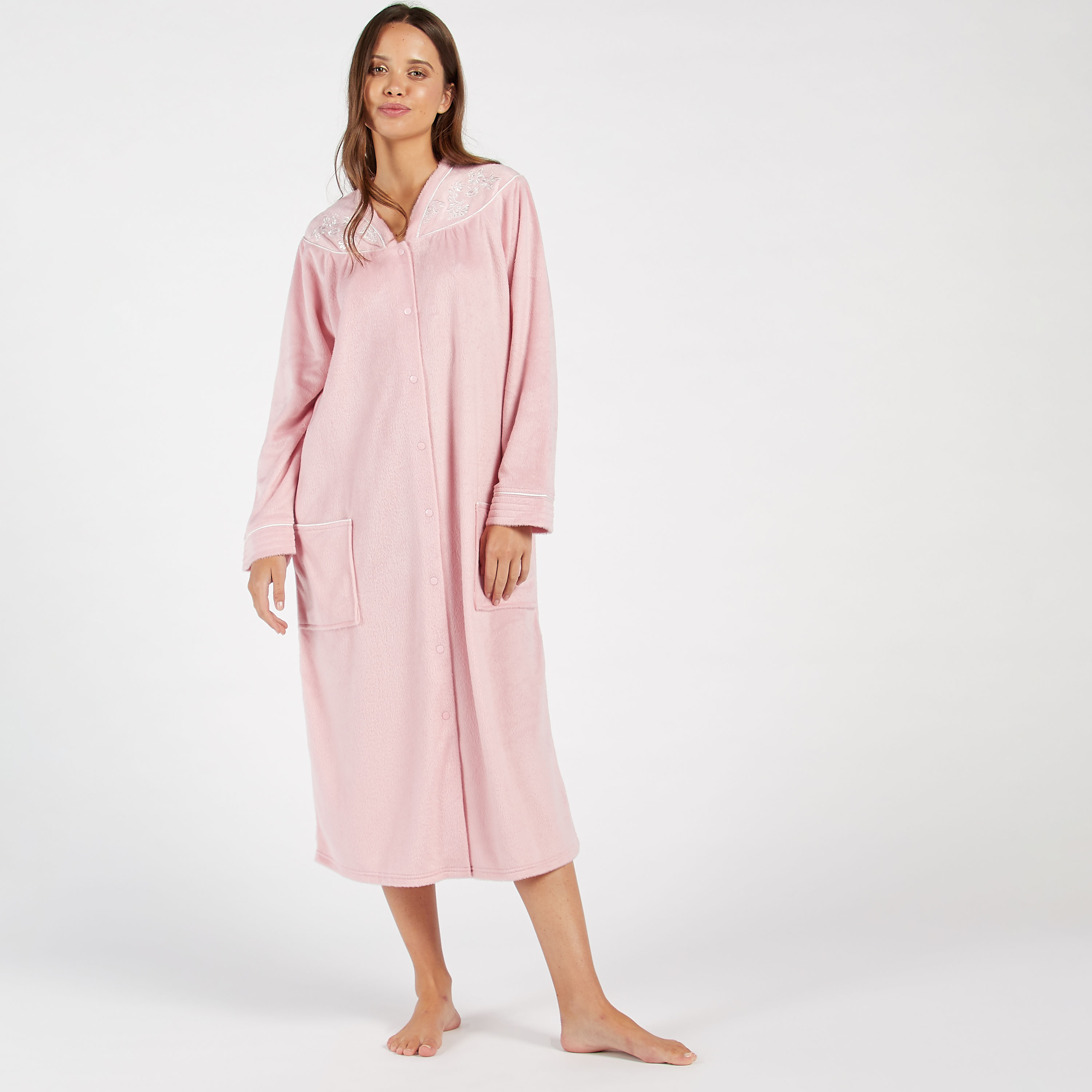 Shop Cozy Collection Textured V neck Night Gown with Pockets Online Max Kuwait