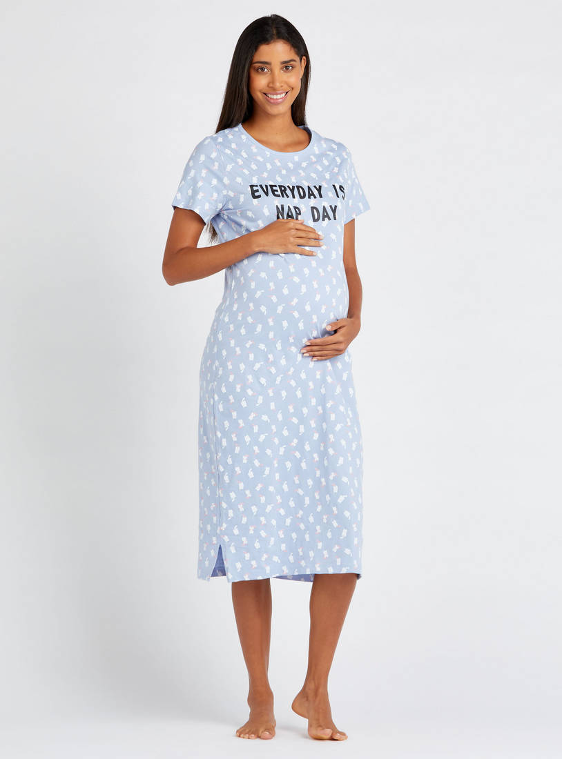 Shop Maternity All Over Print Sleepdress with Short Sleeves Online