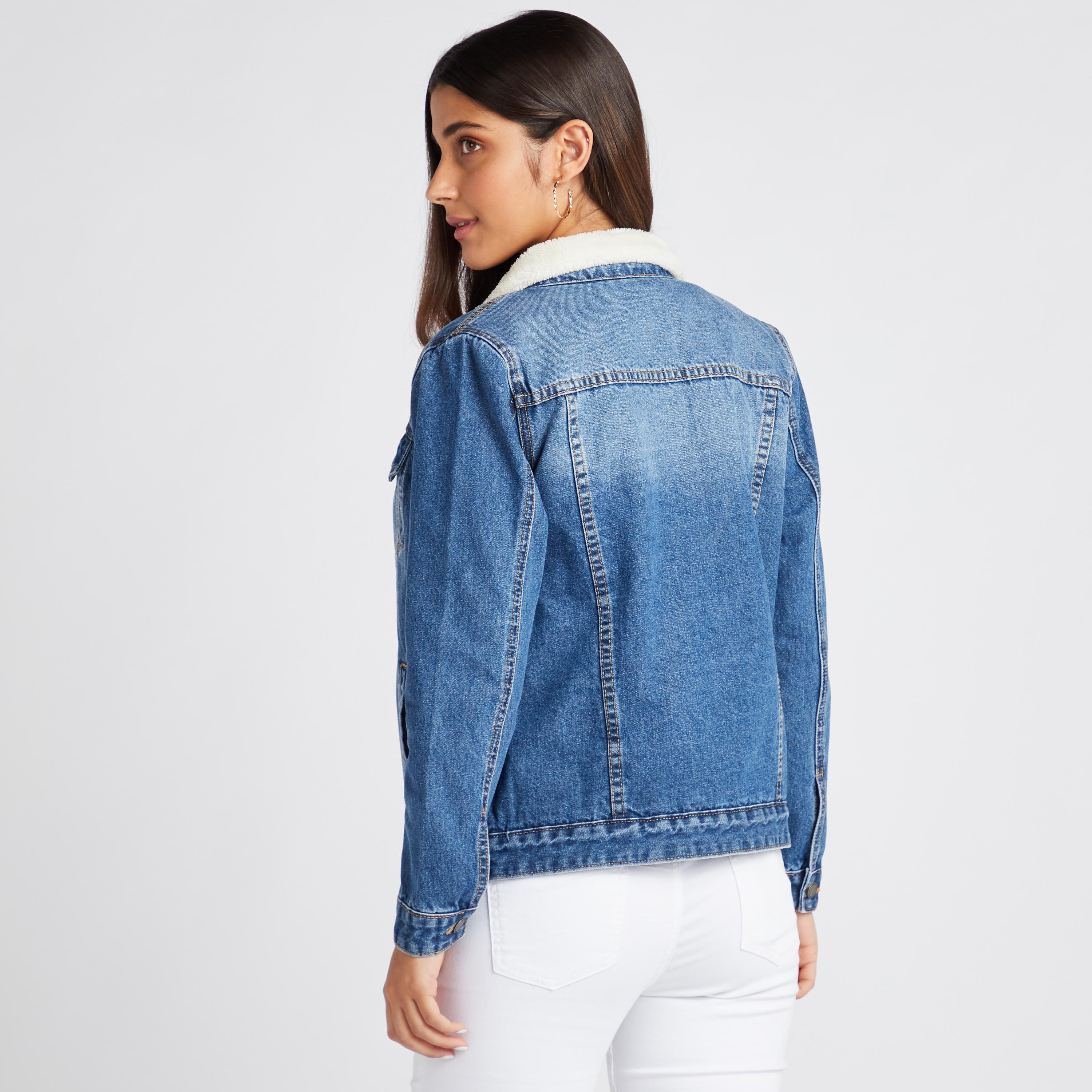 Denim sales fur jacket