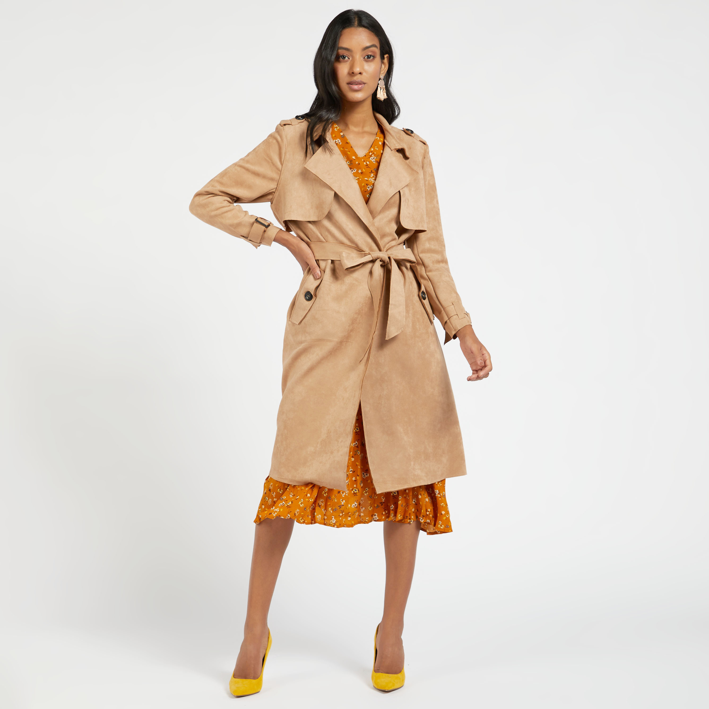 Long suede clearance trench coat