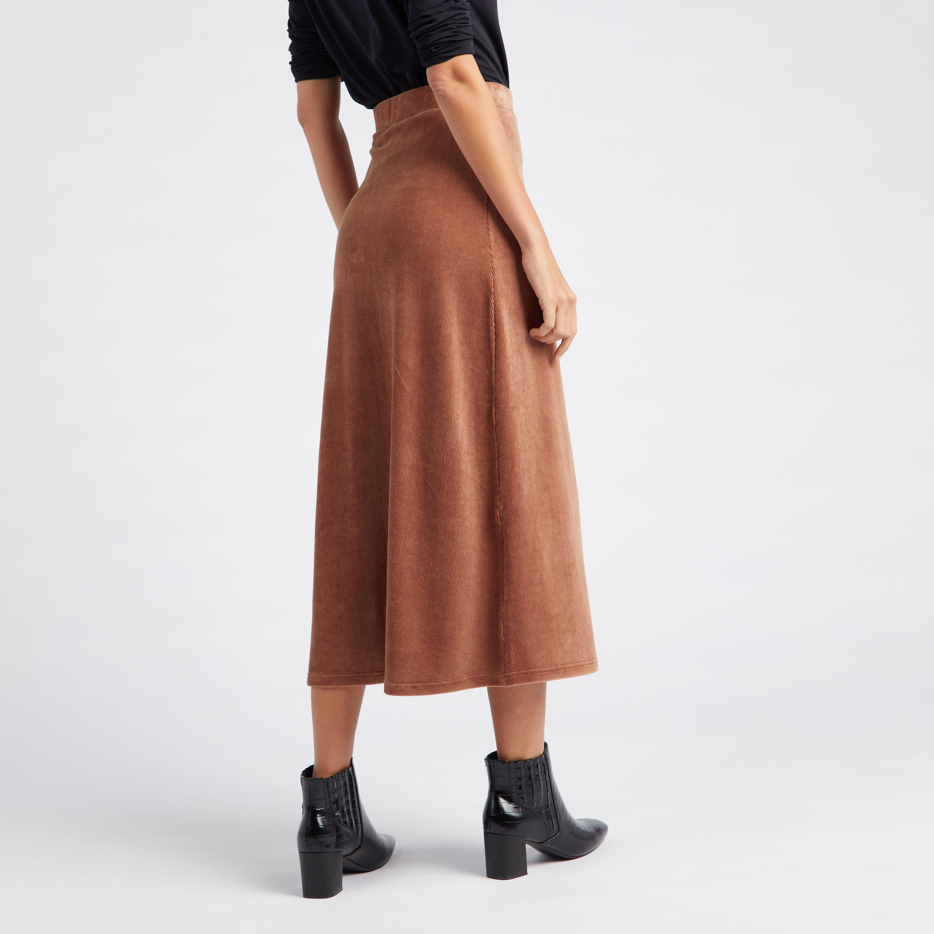 スカート LENINA MEROY corduroy mid skirt_2colors Red Pleated Midi Corduroy Skirt, Long Winter Skirt, Elastic