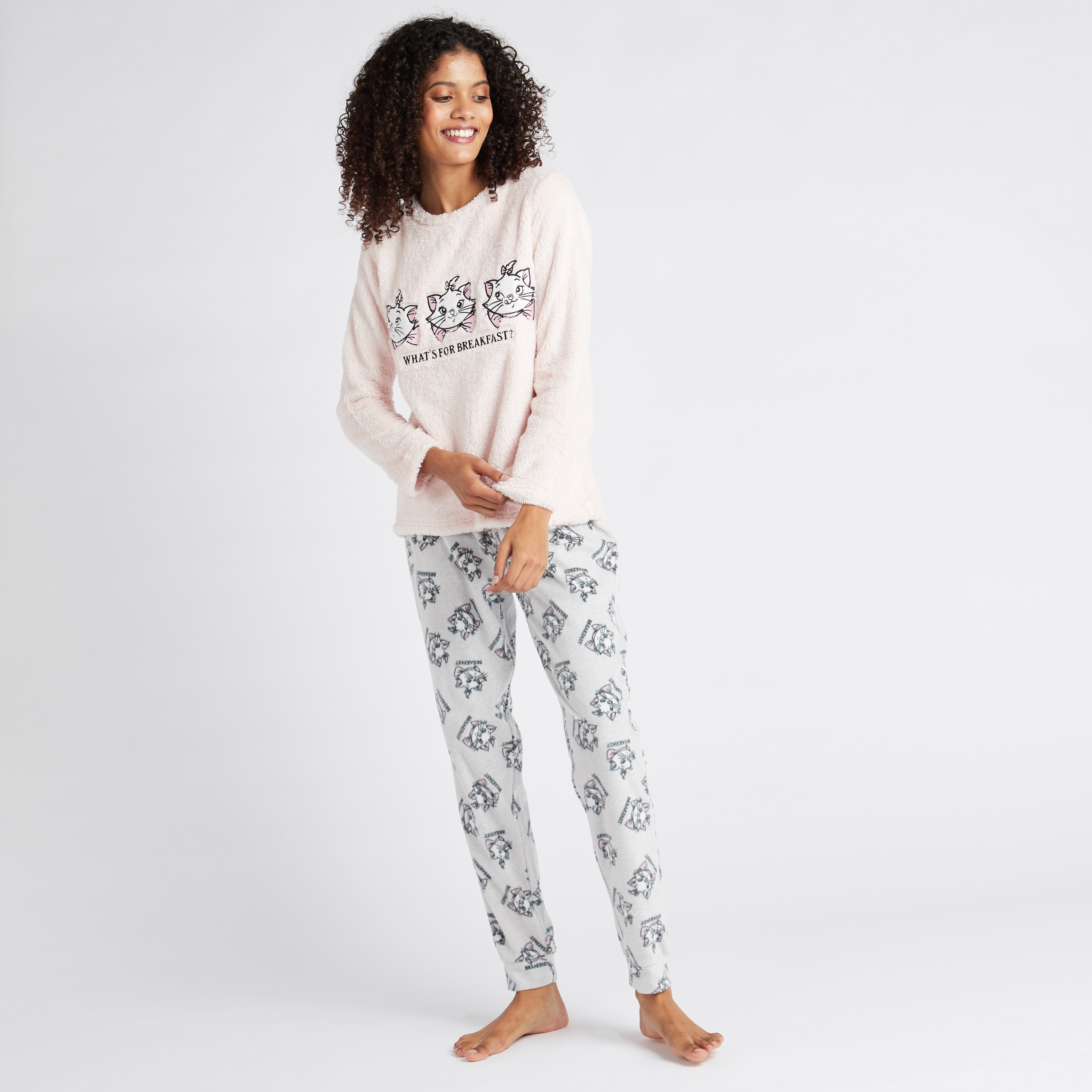 Shop Cozy Collection Textured T shirt and Full Length Pyjama Set