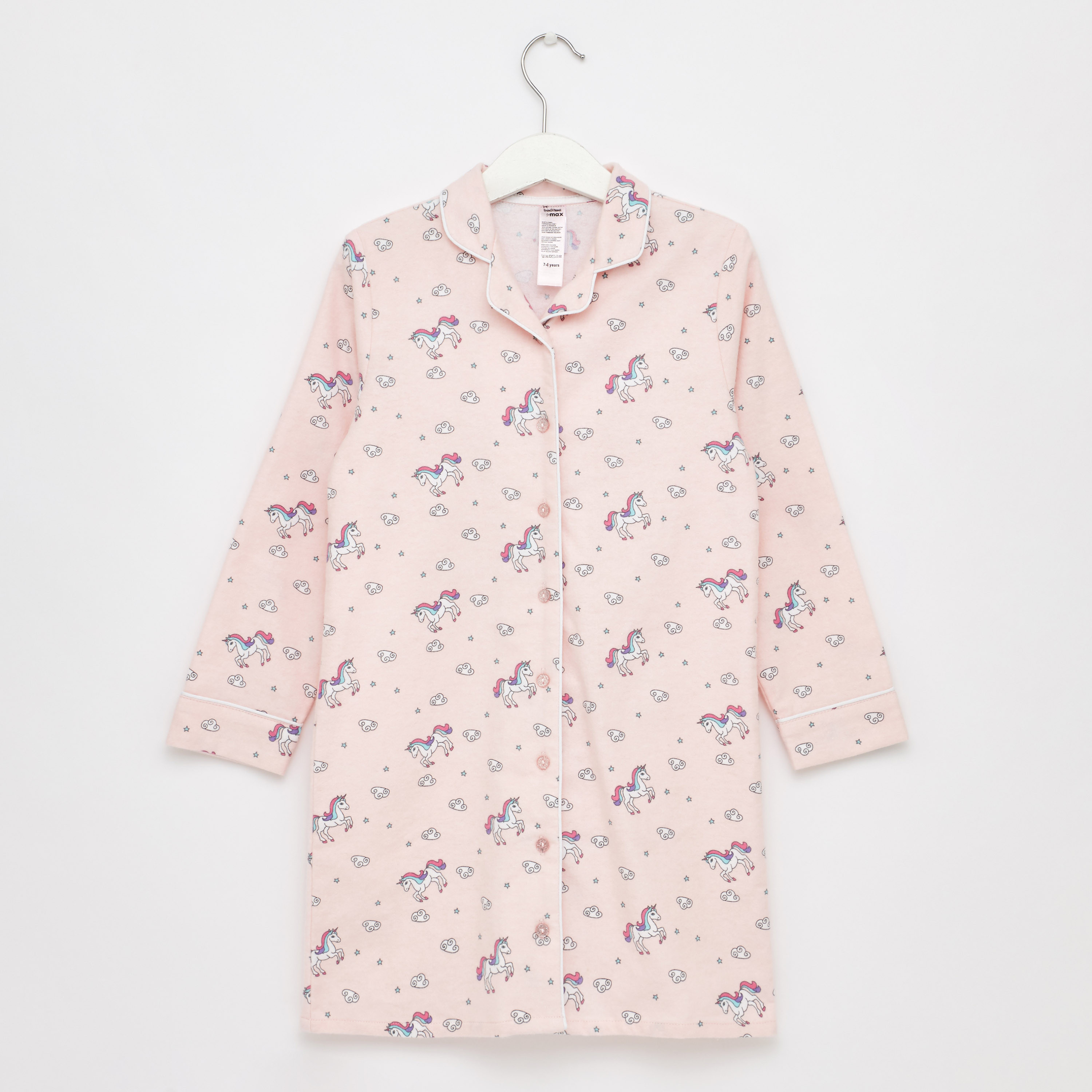 Shop Cozy Collection Printed Sleep Shirt with Collar and Long