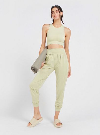 Solid Full Length Jog Pants with  Elasticated Waistband and Pockets