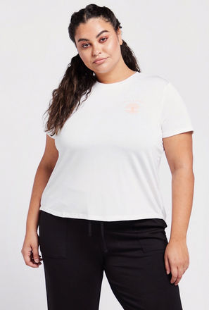 Solid T-shirt with Crew Neck and Back Slit Detail