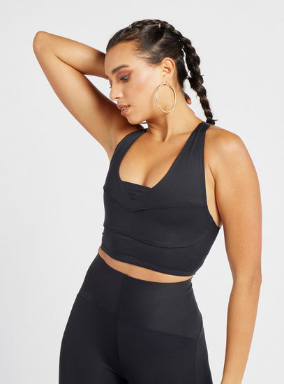 Solid Sleeveless Sports Bra with Racer Back