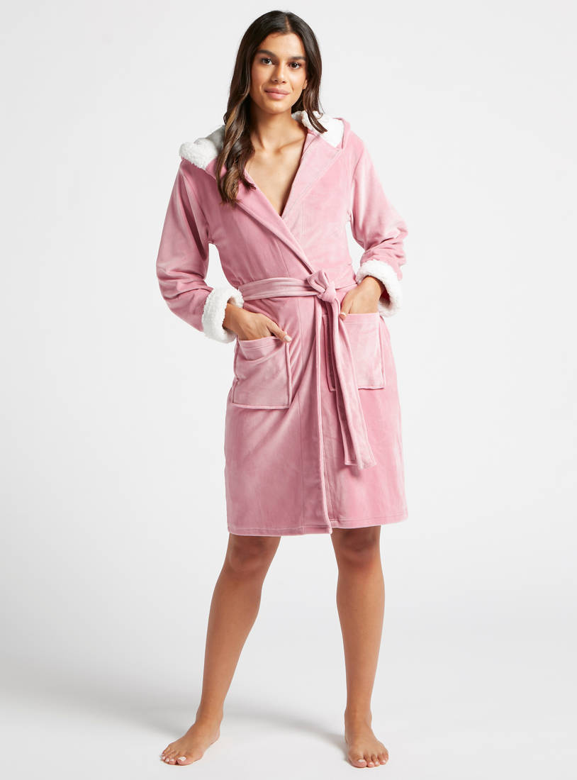 Solid Robe with Long Sleeves and Hood-Robes & Onesies-image-0