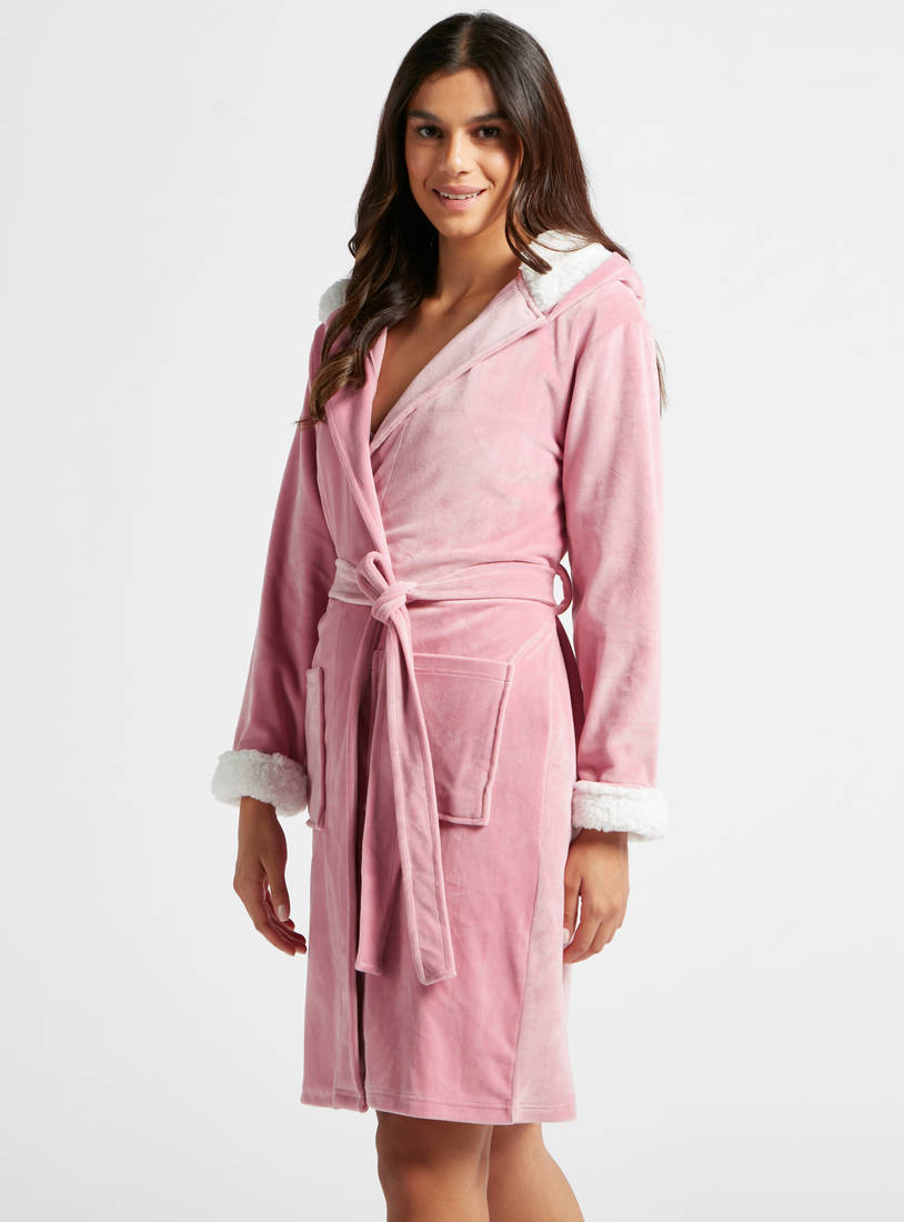 Solid Robe with Long Sleeves and Hood-Robes & Onesies-image-1