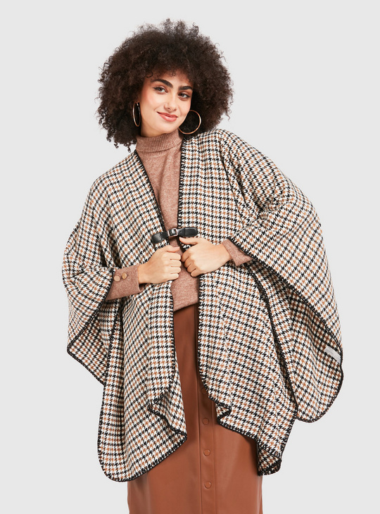 Houndstooth Print Blanket Wrap with Buckle Closure