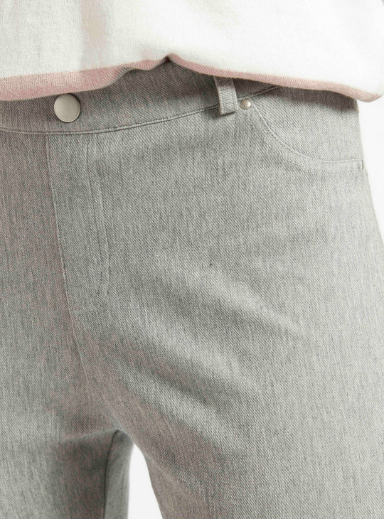 Solid Mid-Rise Jeggings with Pockets and Elasticated Waistband