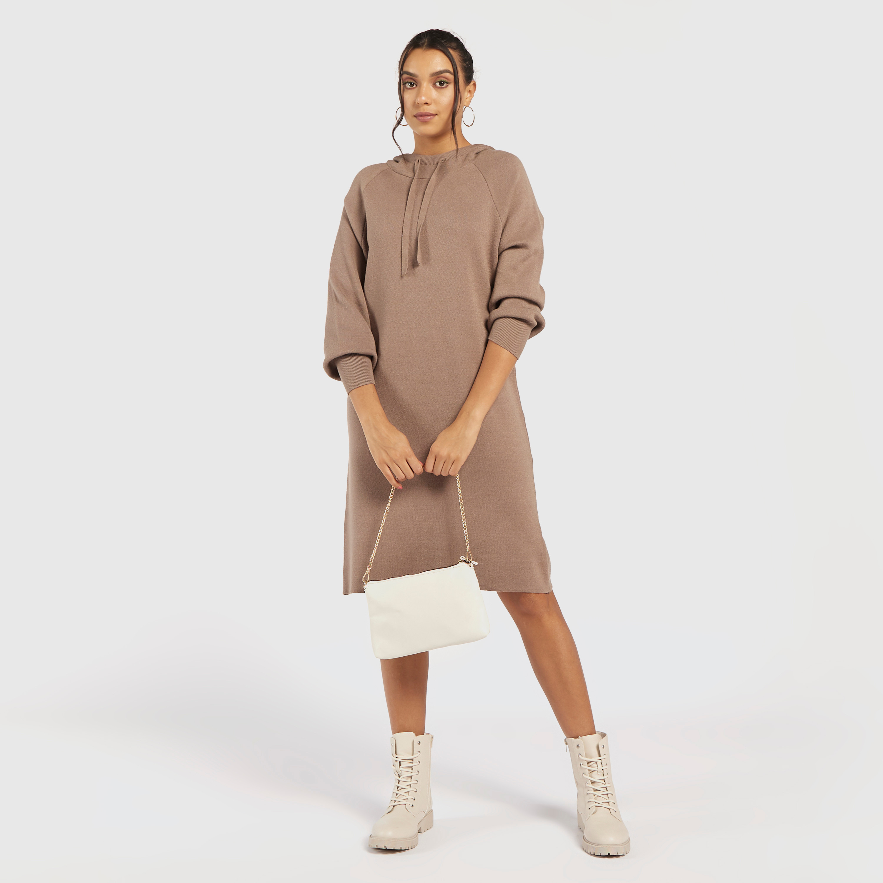 Oversized hooded sweat top dress