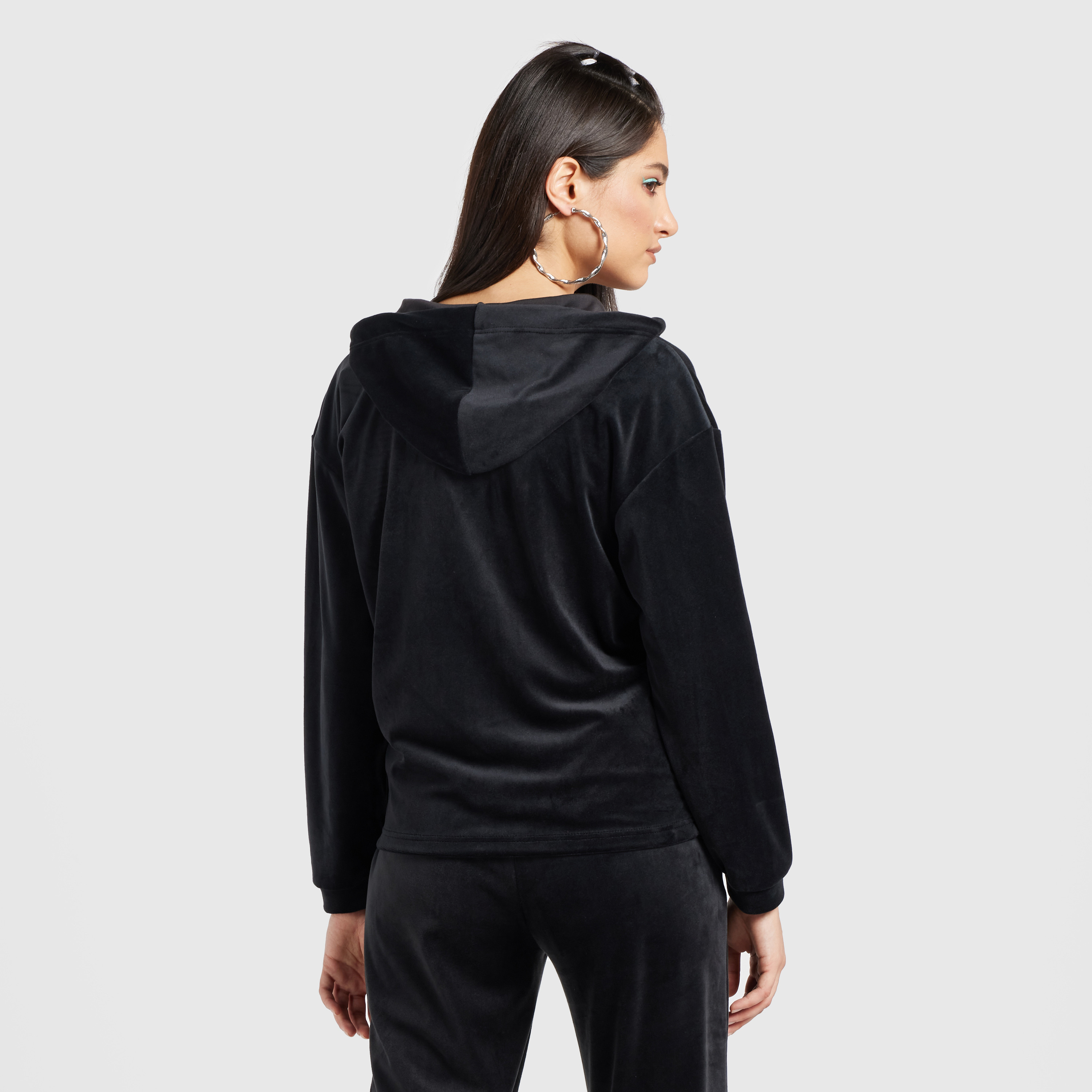 Shop Velour Hoodie with Long Sleeves and Pockets Online Max Kuwait