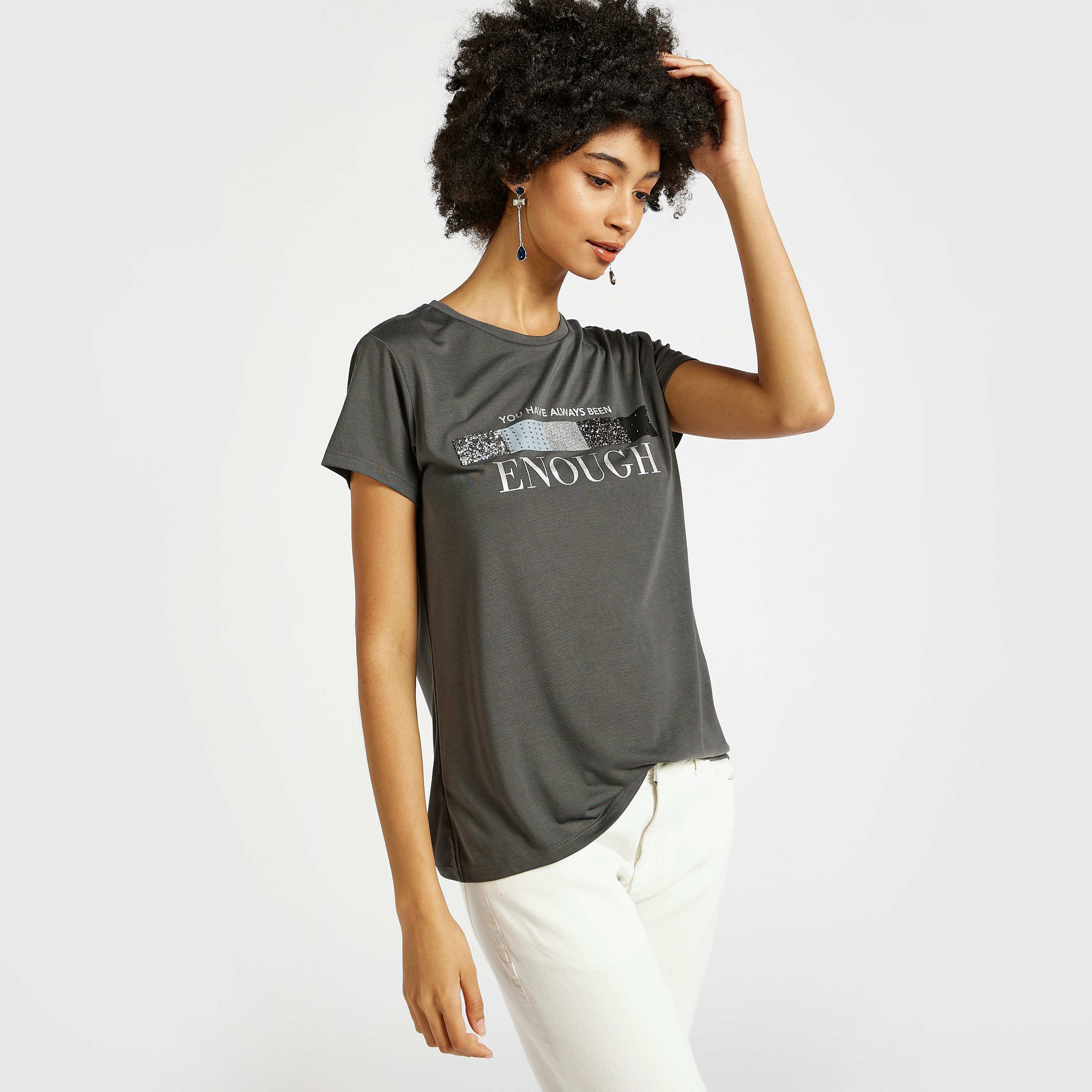Shop Embellished Detail T-shirt with 