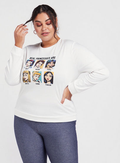 Disney Princess Graphic Print Sweatshirt with Round Neck and Long Sleeves-Hoodies & Sweatshirts-image-0