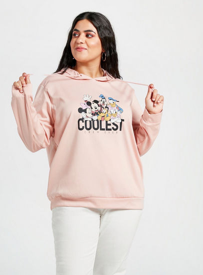 Mickey Mouse and Friends Print Hooded Sweatshirt with Long Sleeves