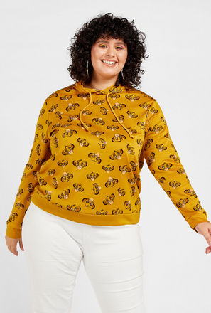 All-Over The Lion King Print Sweatshirt with Hood and Long Sleeves