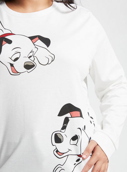 Dalmatian Print Sweatshirt with Long Sleeves and Round Neck