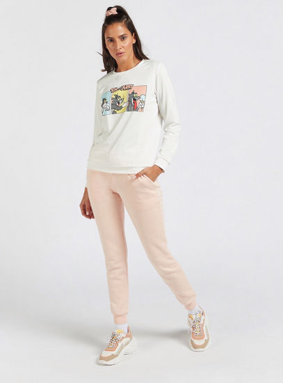 Tom and Jerry Print Sweatshirt with Crew Neck and Long Sleeves
