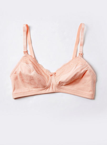 Lace Detail Maternity Bra with Hook and Eye Closure