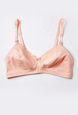 Lace Detail Maternity Bra with Hook and Eye Closure