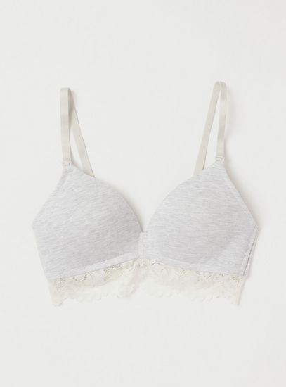 Lace Detail Padded Maternity Bra with Hook and Eye Closure