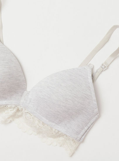 Lace Detail Padded Maternity Bra with Hook and Eye Closure