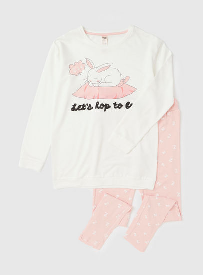 Set of 2 - Graphic Print T-shirt and All-Over Printed Pyjamas