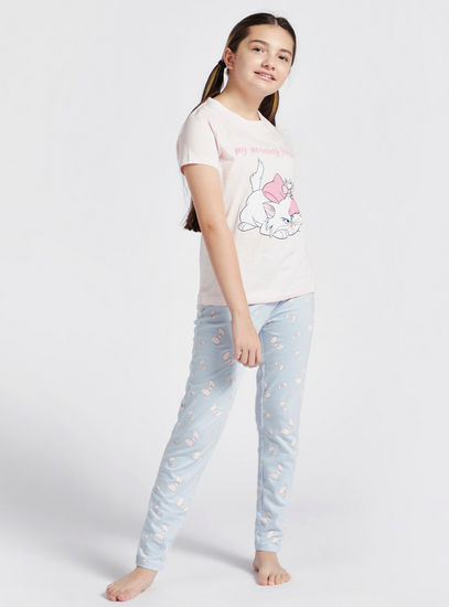 Marie Print Short Sleeves T-shirt and Full-Length Pyjama Set