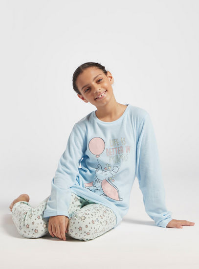 Dumbo Print T-shirt and All-Over Printed Pyjamas Set