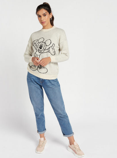 Mickey Mouse Print Sweater with Long Sleeves-Sweaters & Cardigans-image-1