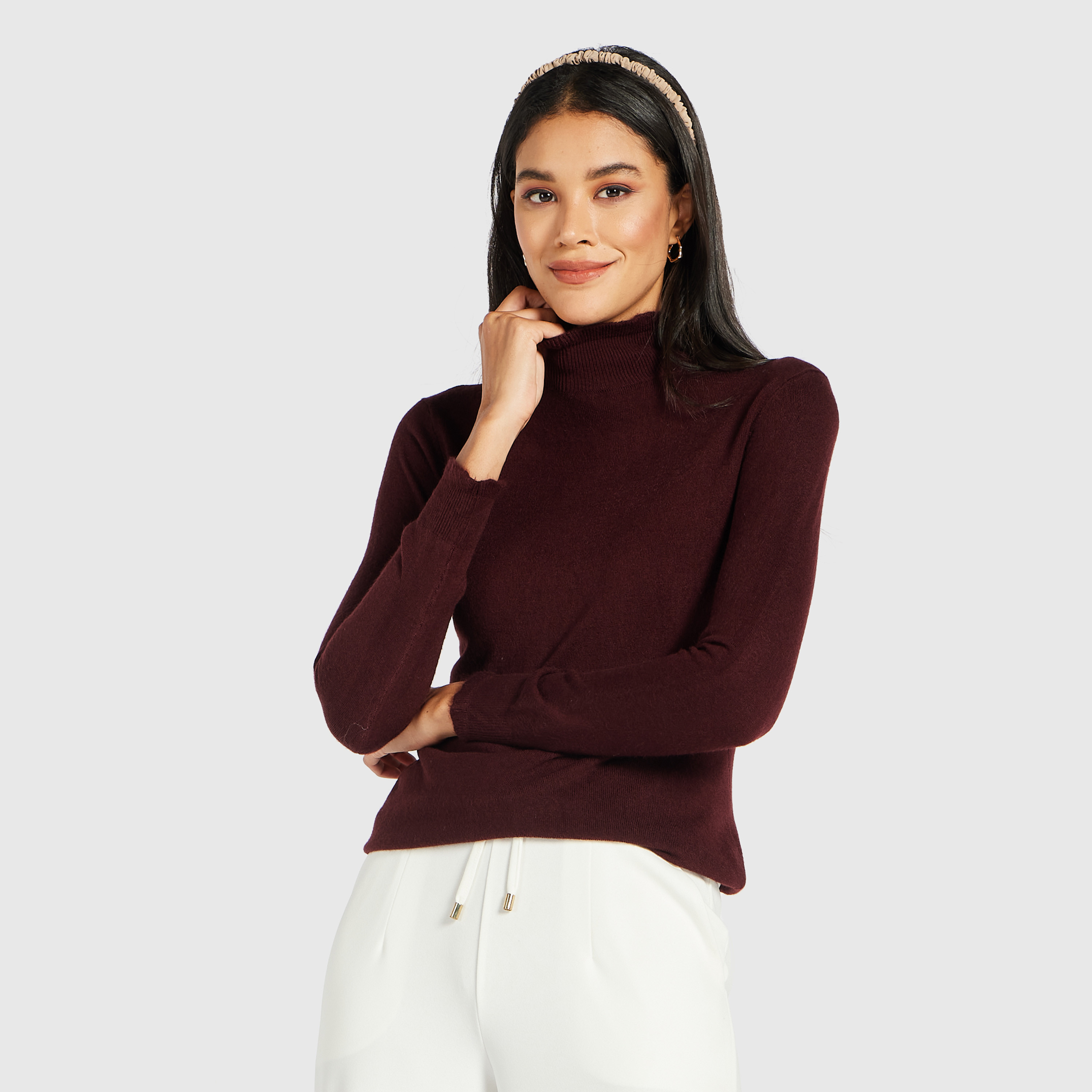 Shop Solid Sweater with High Neck and 