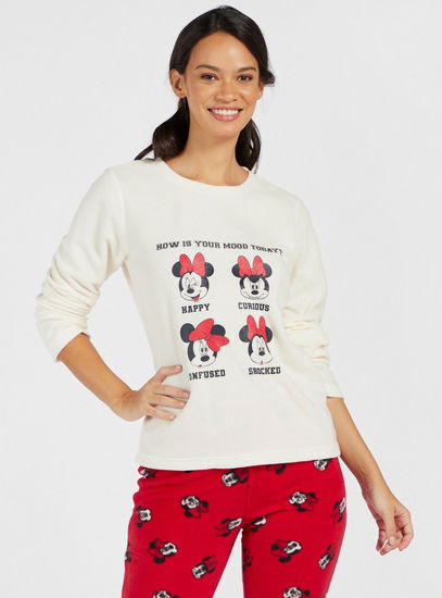 Minnie Mouse Print T-shirt and All-Over Printed Pyjamas Set