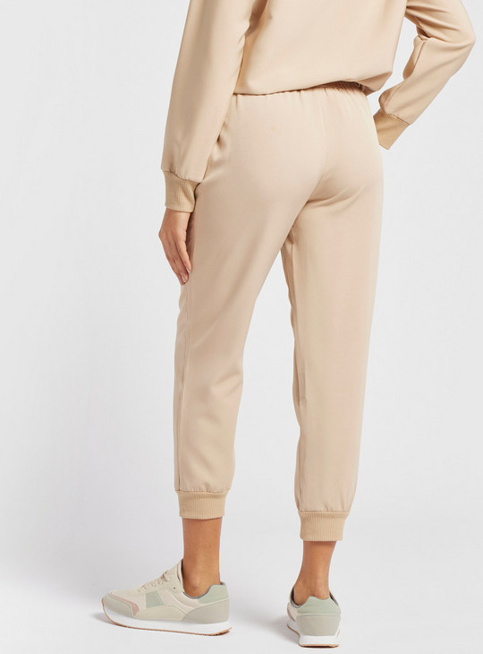 Solid Mid-Rise Ankle-Length Jog Pants with Elasticised Waistband