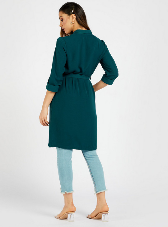 Solid Tunic with 3/4 Sleeves and Belt