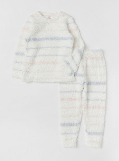 Striped T-shirt and Full Length Pyjama Set