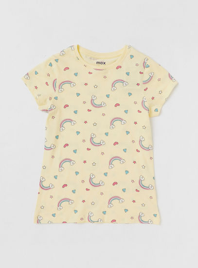 Set of 2 - All-Over Rainbow Print T-shirt and Pyjamas