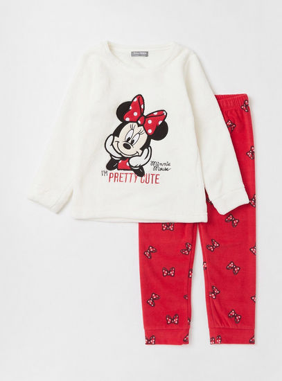 Minnie Mouse Embroidered T-shirt and Pyjama Set