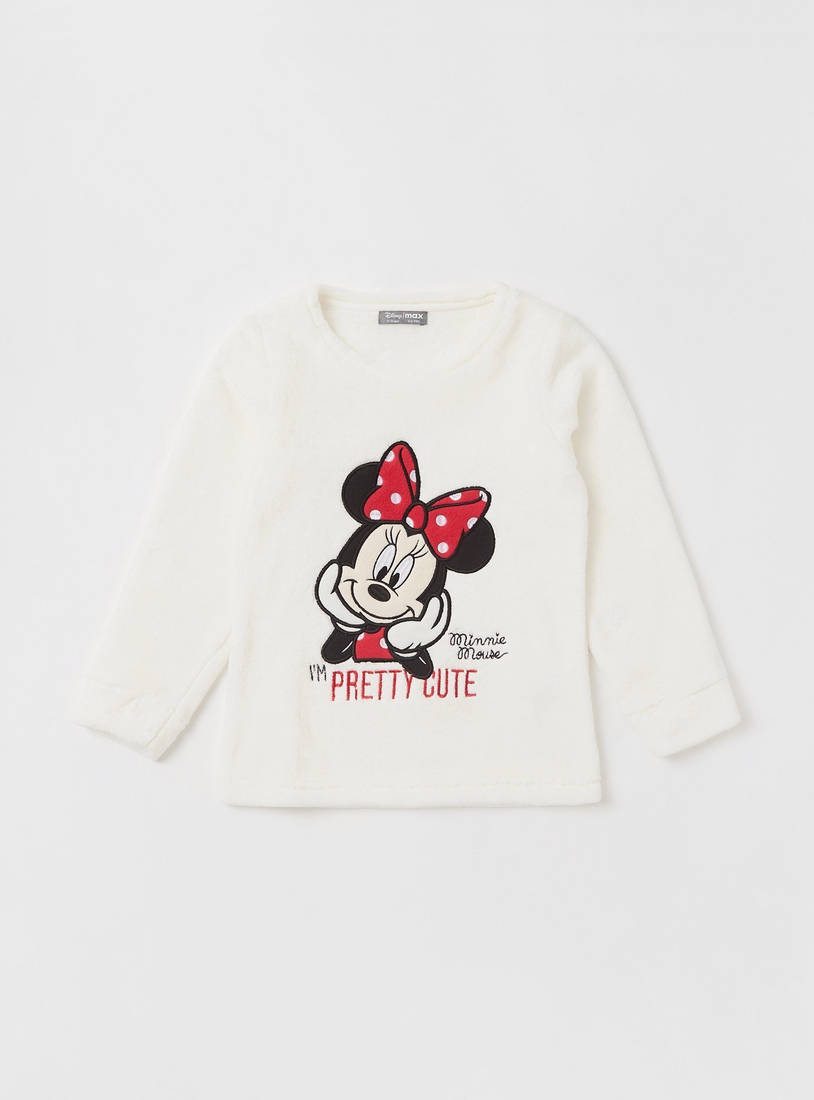 Minnie Mouse Embroidered T-shirt and Pyjama Set-Pyjama Sets-image-1
